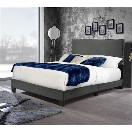 Belle Isle Furniture Royale Gray Velvet Upholstered Bed- Full CAR22-0C00